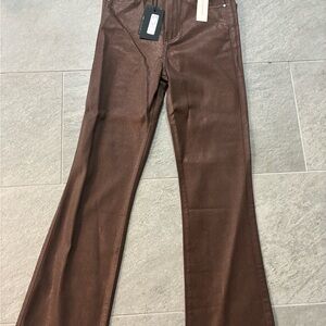 Anthropologie PAIGE Brown metallic flare Jeans